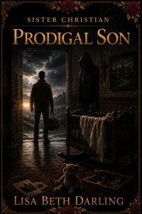 A man stands in a doorway with a bag in his hand. There's a storm on the horizon.