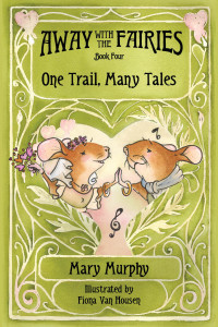 beautiful watercolour. Green background with filigree surrounding two mice, who are getting married.