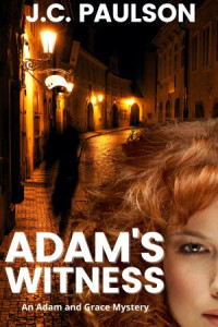 A man runs down a dark alley with the main character, Grace, in the foreground