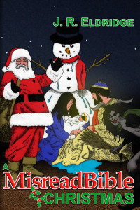 Santa, Frosty the Snowman, and Krampus attending the Nativity