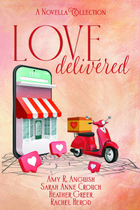 Delivery scooter carrying romantic looking packages out of a phone delivery app