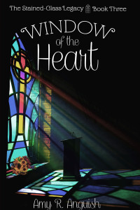 stained-glass window shining down on chapel interior