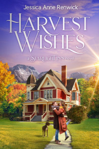 Harvest Wishes. A couple embracing in front of an idyllic inn.