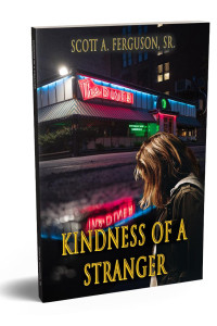Girl standing in front of a diner.