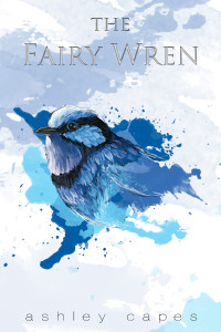 A vivid blue fairy wren upon a pale background
