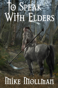 A centaur holding a double-headed scythe