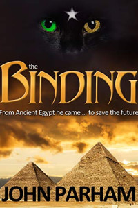 The Binding Volume 1 image of the magic cat Bastet, Egyptian Pyramids and troubled skies.