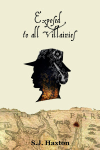 A vintage map against a cream ground, with the silhouette of a woman's head. She wears a 17th century style hat and faces to the left, looking to the past.