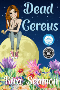 Pretty girl sitting on the moon