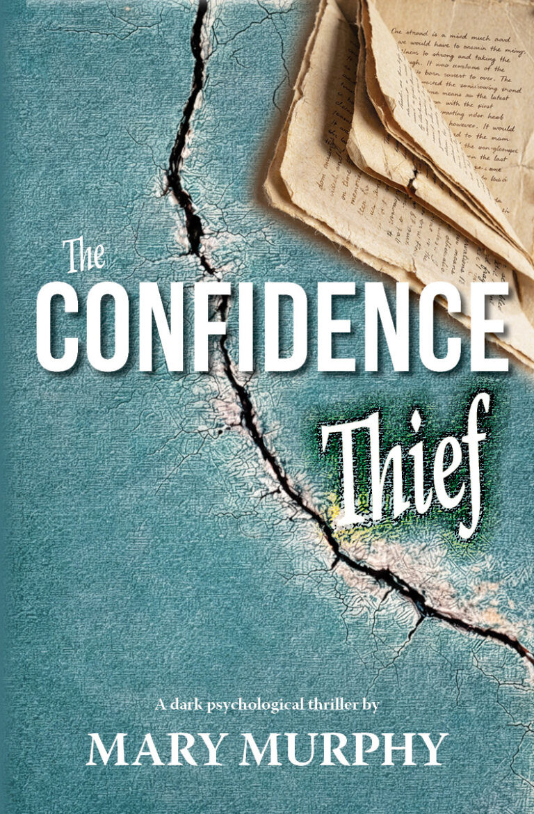 A weathered teal journal with torn pages, hinting at hidden truths, deception, and the fragile line between belief and reality.