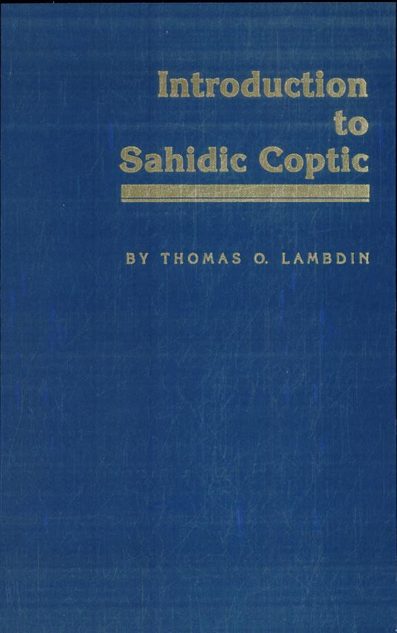 Cover of Introduction to Sahidic Coptic