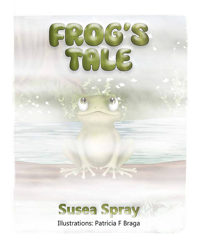 Frog sitting on a log in a bog in the fog, looking skywards towards a strange sound.