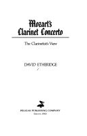 Cover of Mozart's Clarinet Concerto, the Clarinetist's View