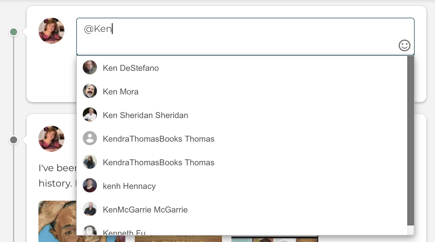 All logged in users can mention other reader and author members