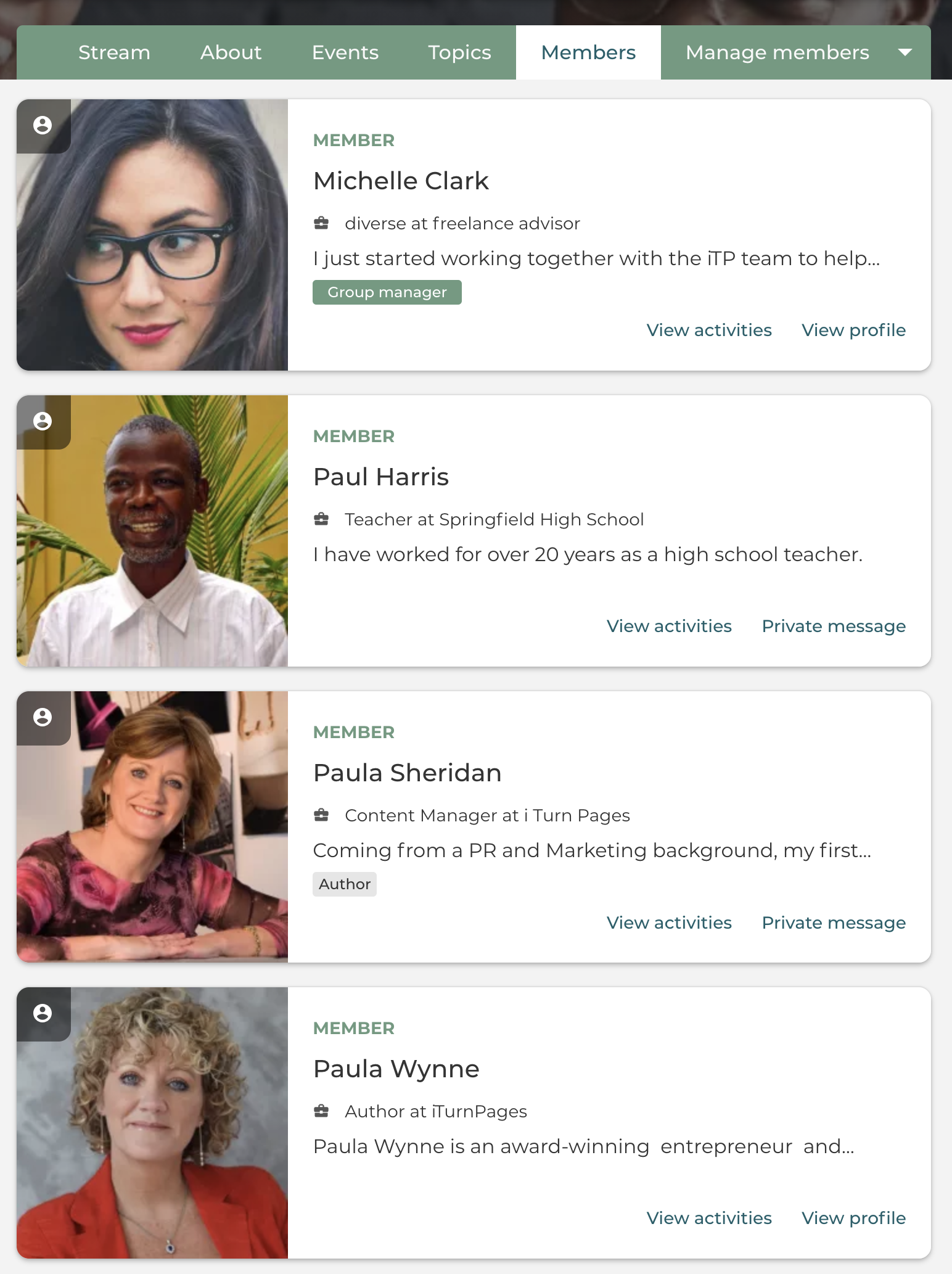 find your group members, via the member tab on your group