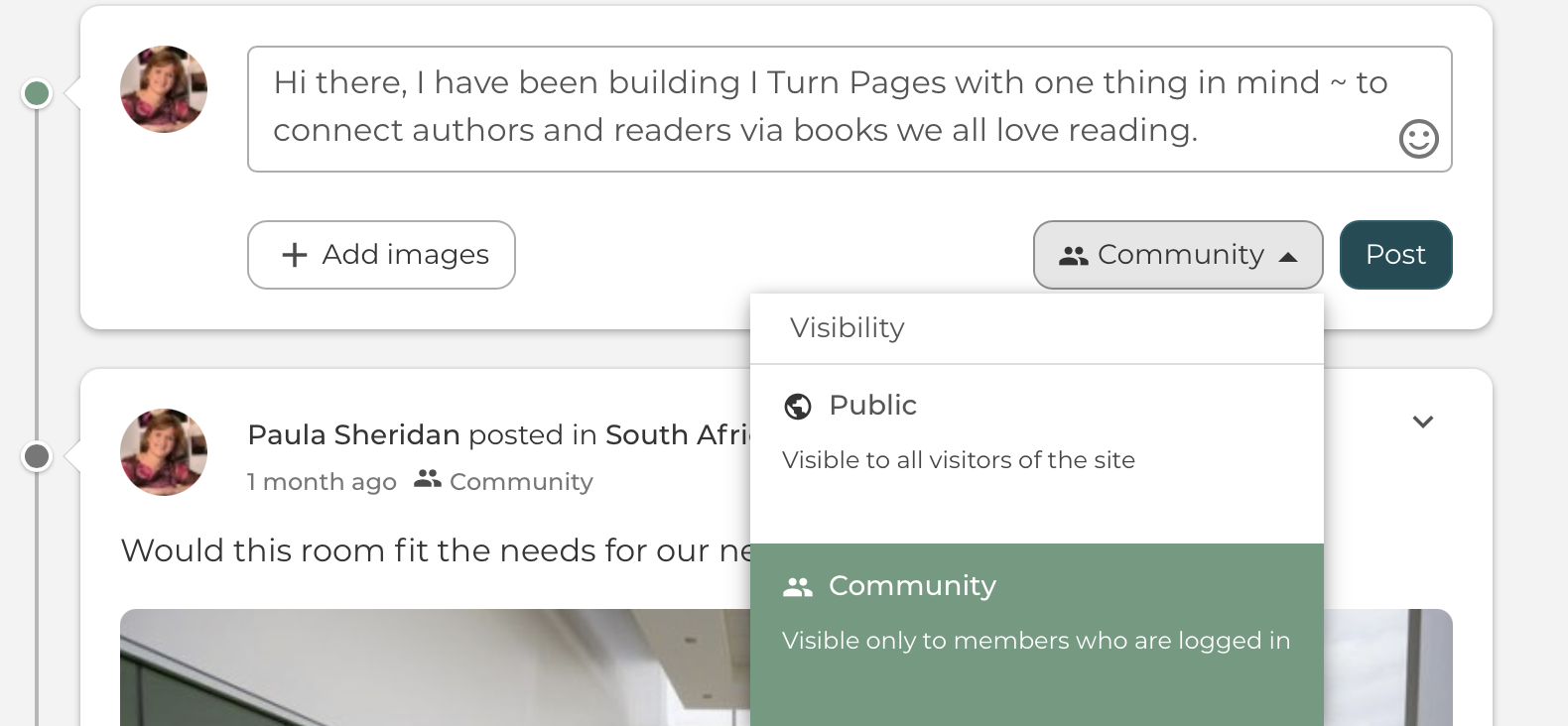 post to your author's reading community