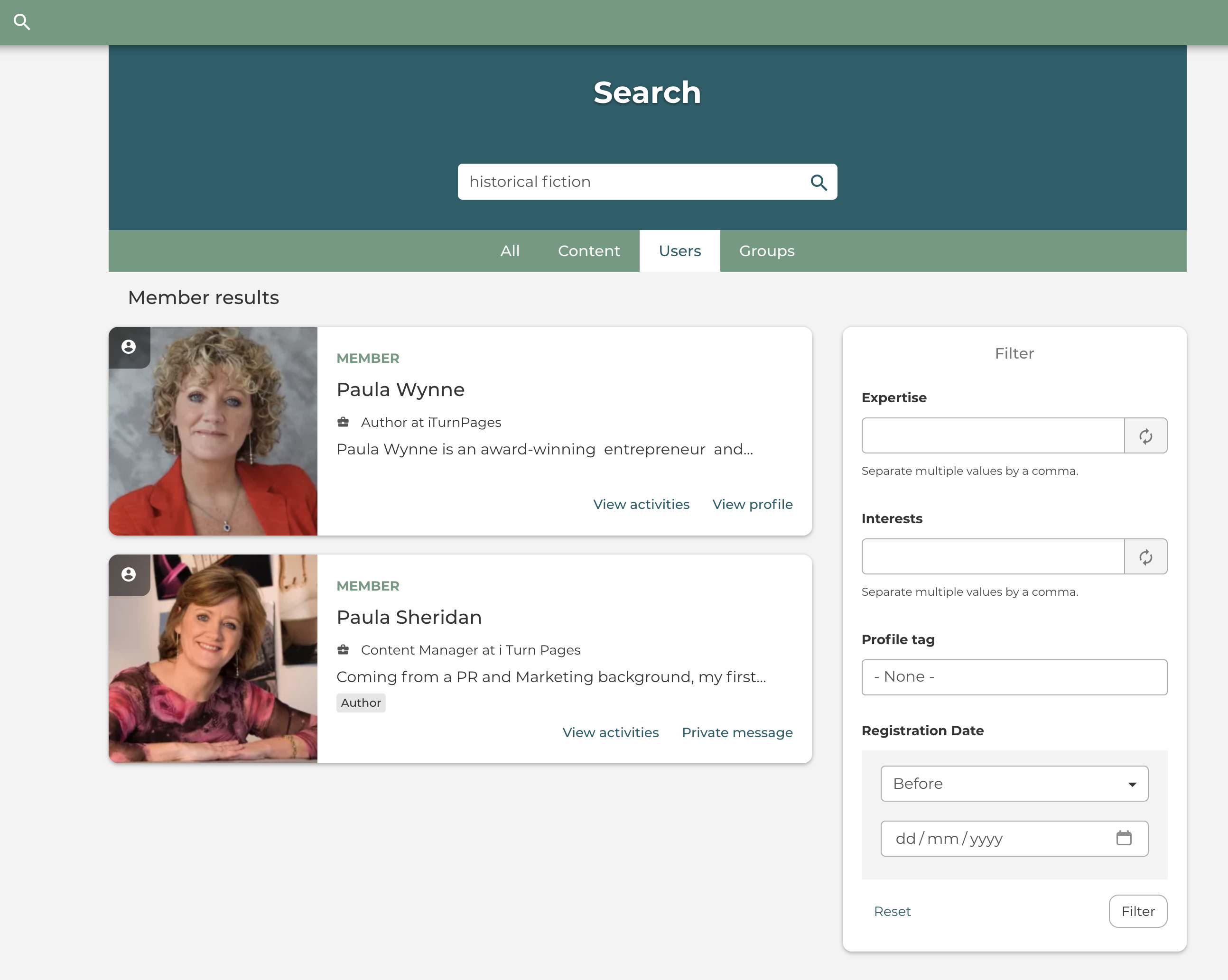 search our community for any post, group, author, book or review and use the filter to refine results