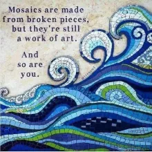 mosaic of waves, with text